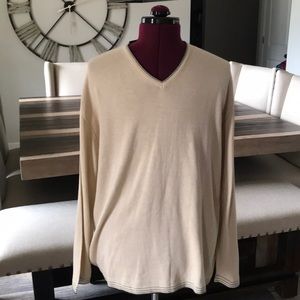 Greg Norman Collection Cream V Neck Sweater NWTS